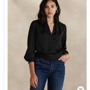 Banana Republic Factory Pleated Wrap Blouse S